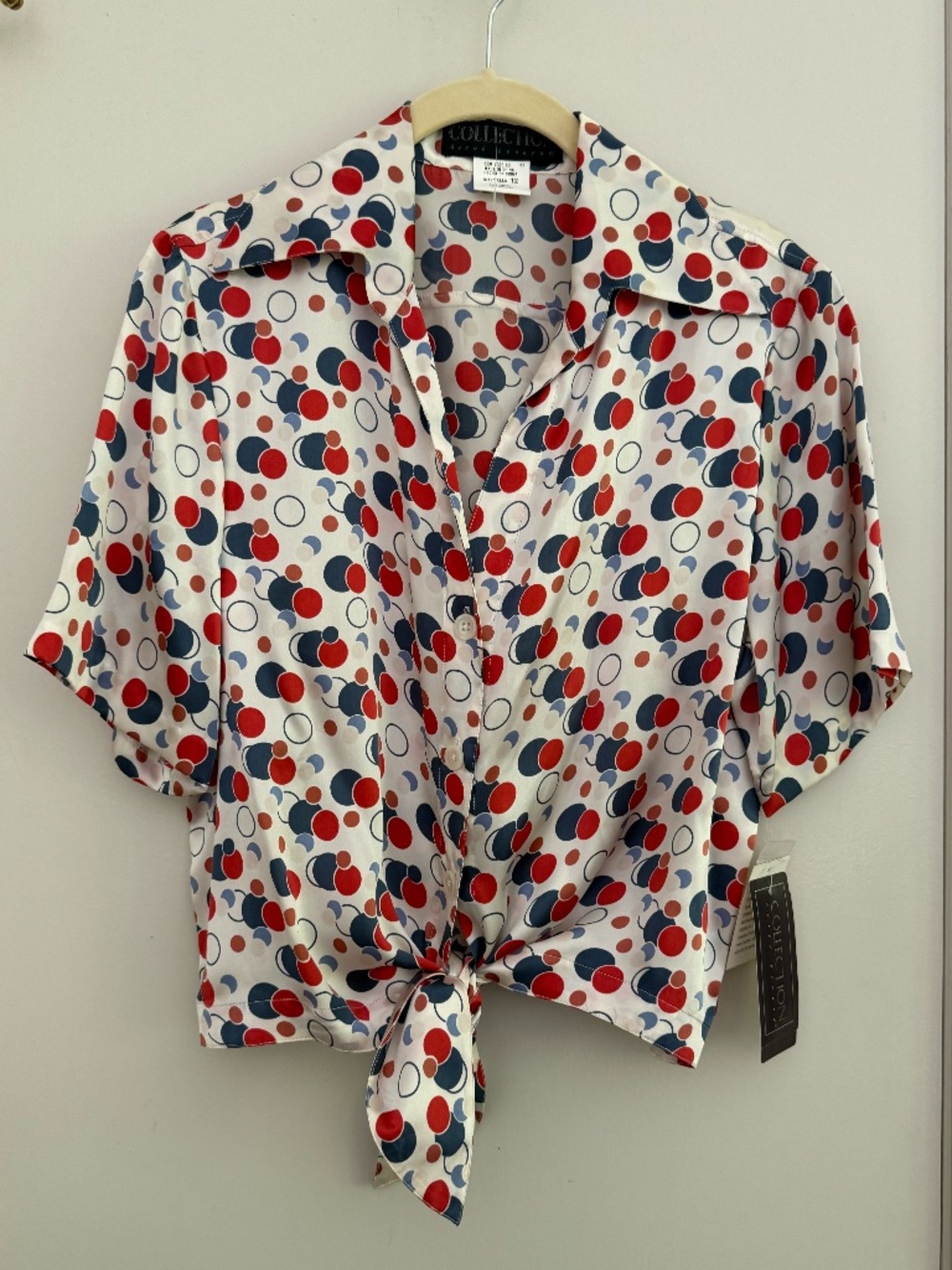 NWT Vintage Silk Herve Bernard Polka Dot Blouse